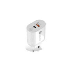 Мережевий зарядний пристрій Aspor PD002 Premium Series (USB-C/USB QC 3.0/PD 20W) + кабель USB – Lightning- білий