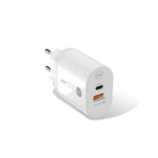 Мережевий зарядний пристрій Aspor PD002 Premium Series (USB-C/USB QC 3.0/PD 20W) + кабель USB – Type-C- білий