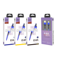 Кабель Aspor A178 Nylon LED USB – Micro (2.4A/1м)- темно-синій