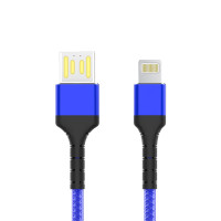 Кабель Aspor A179 Nylon LED USB – Lightning (2.4A/1м)- темно-синій