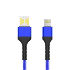 Кабель Aspor A179 Nylon LED USB – Lightning (2.4A/1м)- темно-синій
