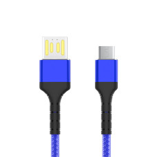 Кабель Aspor A180 Nylon LED USB – Type-C (2.4A/1м)- темно-синий