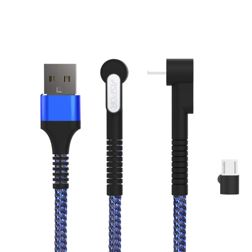 Кабель Aspor A185 Holder Nylon USB – Micro (2.4A/1м)- чорний