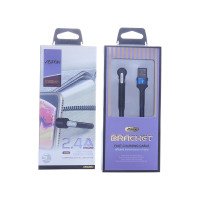 Кабель Aspor A186 Holder Nylon USB – Lightning (2.4A/1м)- чорний