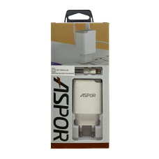 Мережевий зарядний пристрій Aspor A825 PD QC3.0 (20W PD) + кабель Type-C – Lightning- білий