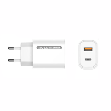 Мережевий зарядний пристрій Aspor A806 Fast Charger (USB/USB-C/3A/33W)- білий