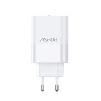 Мережевий зарядний пристрій Aspor A851 Universal Travel Charge (USB/USB-C/3A/65W)- білий
