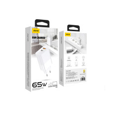 Мережевий зарядний пристрій Aspor A851 Universal Travel Charge (USB/USB-C/3A/65W)- білий