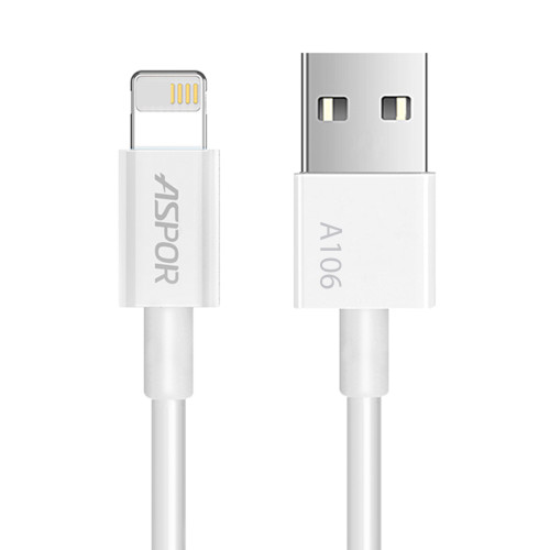 Кабель Aspor A106 USB – Lightning (3A/1.2м)- білий