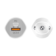 Автомобільний зарядний пристрій Aspor A906 PD (USB-C/3A/20W) + кабель Type-C – Type-C- білий