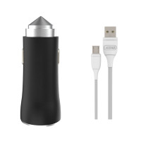 Автомобильное зарядное устройство Aspor A918 Metal LED (2USB/3.4A) + кабель USB – Micro- красный
