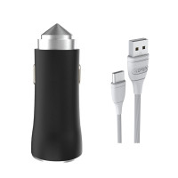Автомобільний зарядний пристрій Aspor A918 Metal LED (2USB/3.4A) + кабель USB – Type-C- чорний