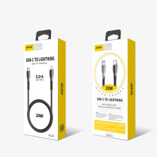 Кабель Aspor A110 Quick Charge Type-C – Lightning 3A/20W/1м- чорний