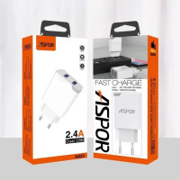 Мережевий зарядний пристрій Aspor A823 Fast Charger (2USB/2.4A)- білий
