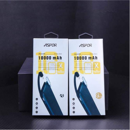 Портативний зарядний пристрій (Повербанк) Aspor A338 10000 mAh- чорний