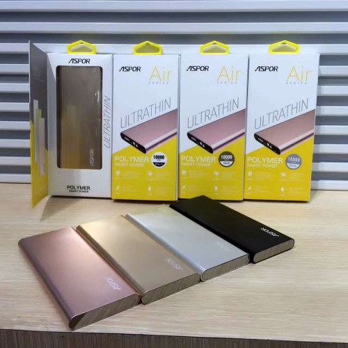 Портативний зарядний пристрій (Повербанк) Aspor A383 10000 mAh- золотий