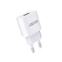 Мережевий зарядний пристрій Aspor A818 Plus (1USB/2.4A)- білий