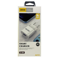 Мережевий зарядний пристрій Aspor A818 Plus (1USB/2.4A)- білий