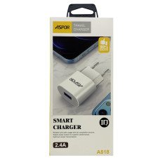 Мережевий зарядний пристрій Aspor A818 Plus (1USB/2.4A)- білий