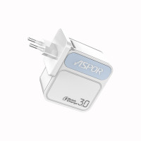 Сетевое зарядное устройство Aspor A828 Fast Charger (18W QC3.0 1USB/3A)- белый