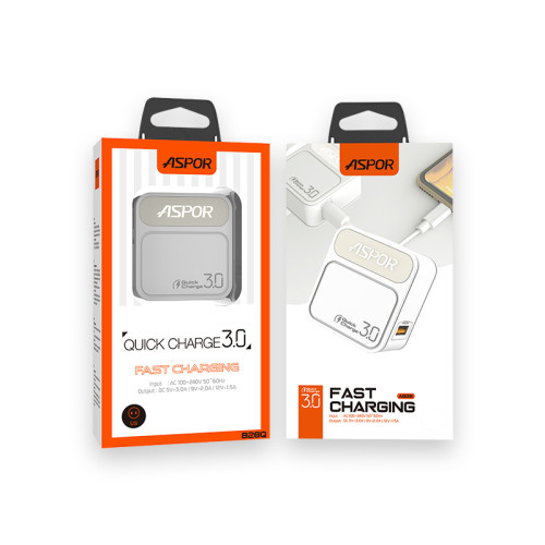 Мережевий зарядний пристрій Aspor A828 Fast Charger (18W QC3.0 1USB/3A)- білий