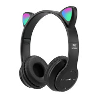 Bluetooth навушники CAT Ear P47M LED- чорний