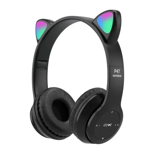 Bluetooth навушники CAT Ear P47M LED- чорний