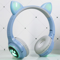 Bluetooth навушники CAT Ear XY-231 LED- голубий