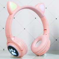 Bluetooth навушники CAT Ear XY-231 LED- рожевий