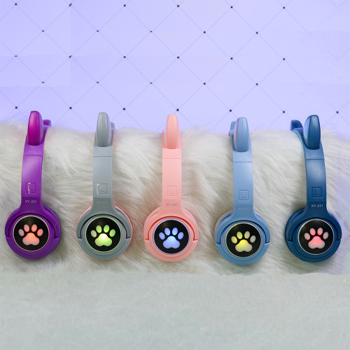 Bluetooth навушники CAT Ear XY-231 LED- сірий