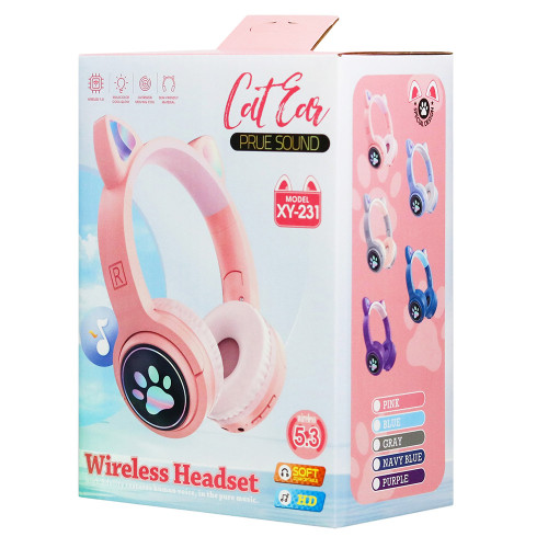 Bluetooth навушники CAT Ear XY-231 LED- сірий