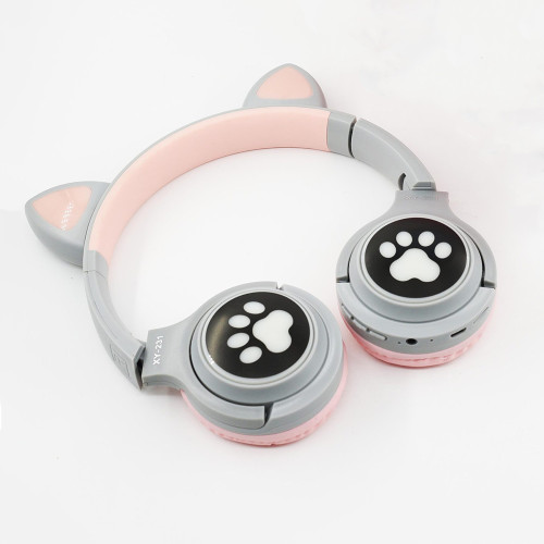 Bluetooth навушники CAT Ear XY-231 LED- сірий