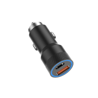 Автомобільний зарядний пристрій Aspor A909 PD Metal (USB/USB-C/3.4A/38W) LED- чорний