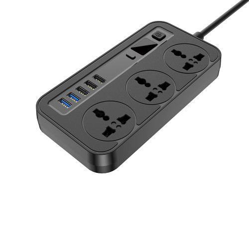 Мережевий фільтр-подовжувач Aspor A503 Auto Max (5USB/3.4A/2м)- чорний