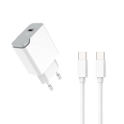 Мережевий зарядний пристрій Aspor A825 PD QC3.0 (20W PD) + USB кабель Type-C - Type-C- білий