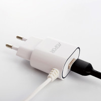 Сетевое зарядное устройство Aspor A802 (1USB/1A) LED + USB кабель Type-C- белый