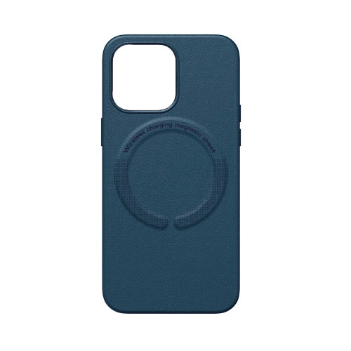 Чохол накладка Leather with MagSafe iPhone 14 Plus- indigo blue