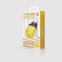 Сетевое зарядное устройство ADC-PD004 30W (USB/Type-C/3A)- желтый