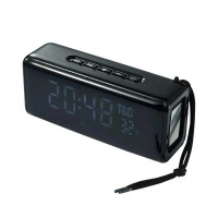 Bluetooth колонка TG174 (FM радио, часы, термометр, powerbank)- черный