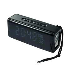 Bluetooth колонка TG174 (FM радио, часы, термометр, powerbank)- черный
