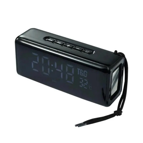 Bluetooth колонка TG174 (FM радіо, годинник, термометр, powerbank)- чорний