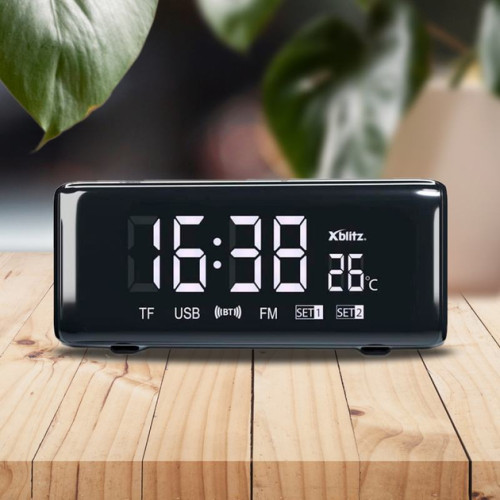 Bluetooth колонка TG174 (FM радіо, годинник, термометр, powerbank)- чорний