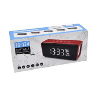 Bluetooth колонка TG174 (FM радио, часы, термометр, powerbank)- черный