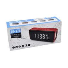 Bluetooth колонка TG174 (FM радио, часы, термометр, powerbank)- черный