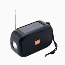Bluetooth колонка TG632 (FM радио, фонарик, солнечная панель)- черный