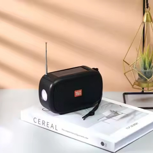 Bluetooth колонка TG632 (FM радіо, ліхтарик, сонячна панель)- чорний