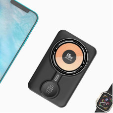 Портативний зарядний пристрій (Повербанк) Aspor A328 Magnetic Wireless 10000mAh + кабель Type-C/Lightning/Charge Apple Watch (USB/Lightning/Type-C/22.5W)- чорний