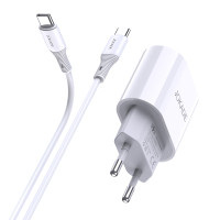 Мережевий зарядний пристрій Jokade JB010 (USB-C/PD25W) + кабель Type-C - Type-C- білий