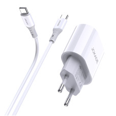 Мережевий зарядний пристрій Jokade JB010 (USB-C/PD25W) + кабель Type-C - Type-C- білий