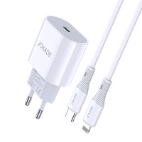 Мережевий зарядний пристрій Jokade JB010 (USB-C/PD25W) + кабель Type-C- Lightning- білий